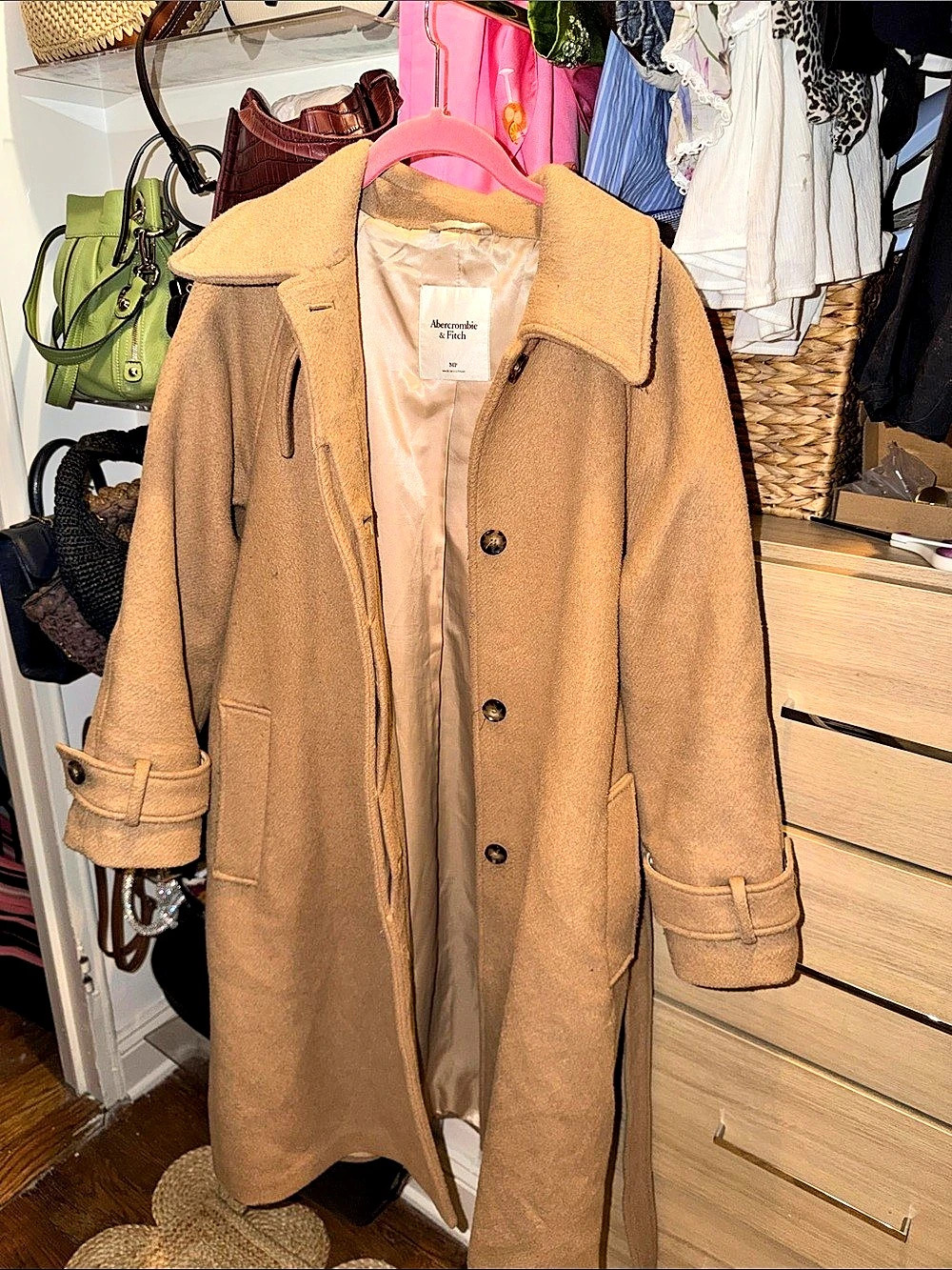 Abercrombie & Fitch Belted Trench Coat in Brown Size MP